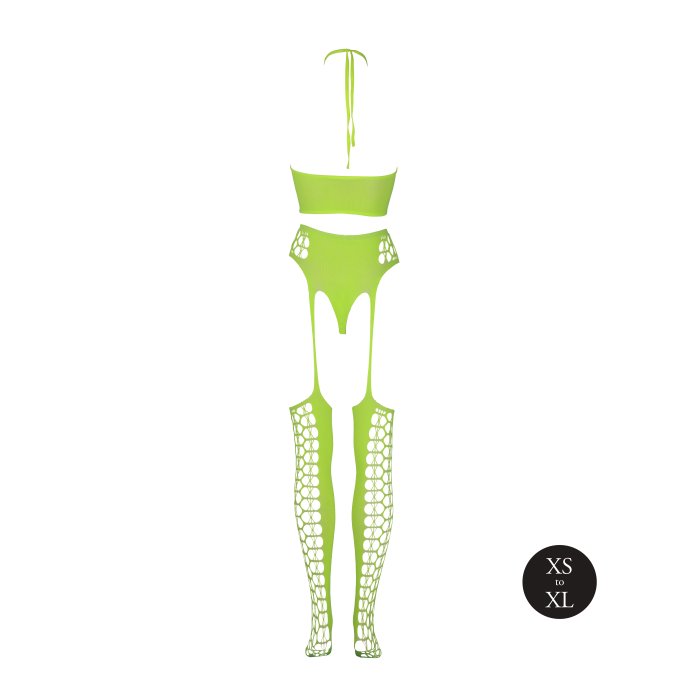 Ensemble Bustier et Porte-Jarretelles 2 Pièces Vert Fluo